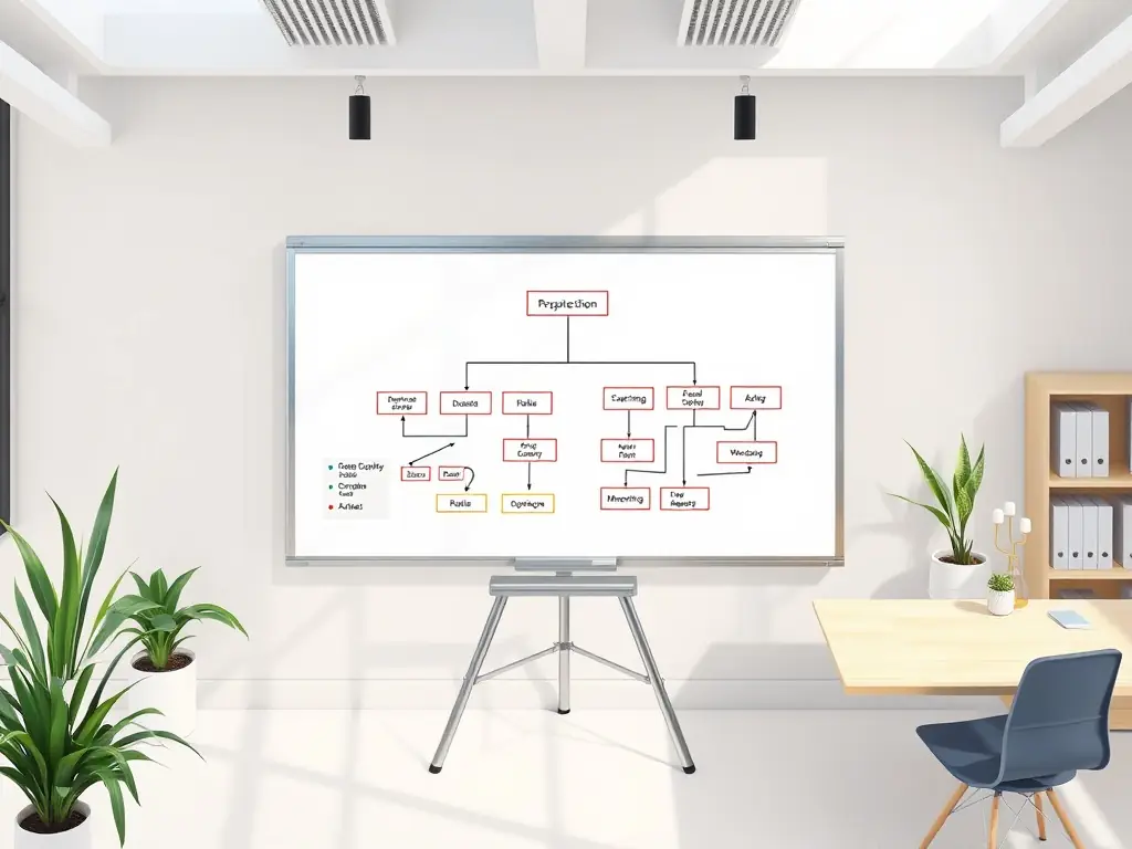 A well-organized operational structure chart displayed on a screen, illustrating accountability, systems, and meeting rhythms for scalable growth.